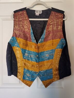 Bollywwod Boho-chic Vintage Vest Patchwork Satin Quirky Executive Festival 1X